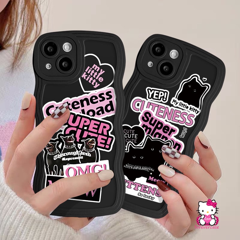 Ins Trendy Sticker Label Case for Infinix Hot 12 Pro 11s 8 9 12i 10s 20s 10 10Lite 20 Note 10 Pro 12 G96 Hot 12 9 11 10 Play Smart 5 6 4 Plus Wavy Edge Cute Cat Dog Soft Tpu Case