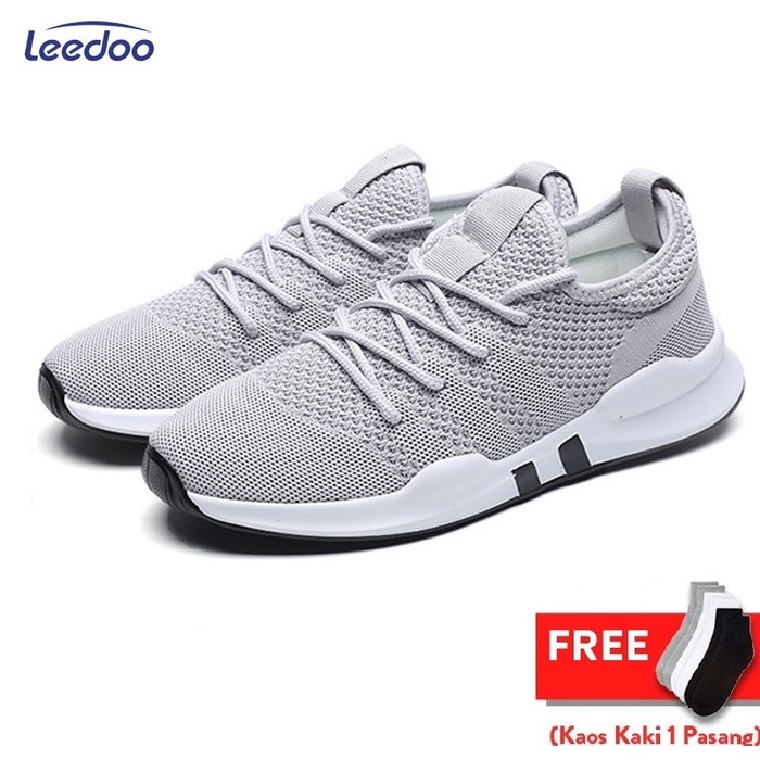 (COD) Leedoo Sepatu Sneakers Pria Import Running Shoes Young Lifestyle EE01 - Hitam, 43