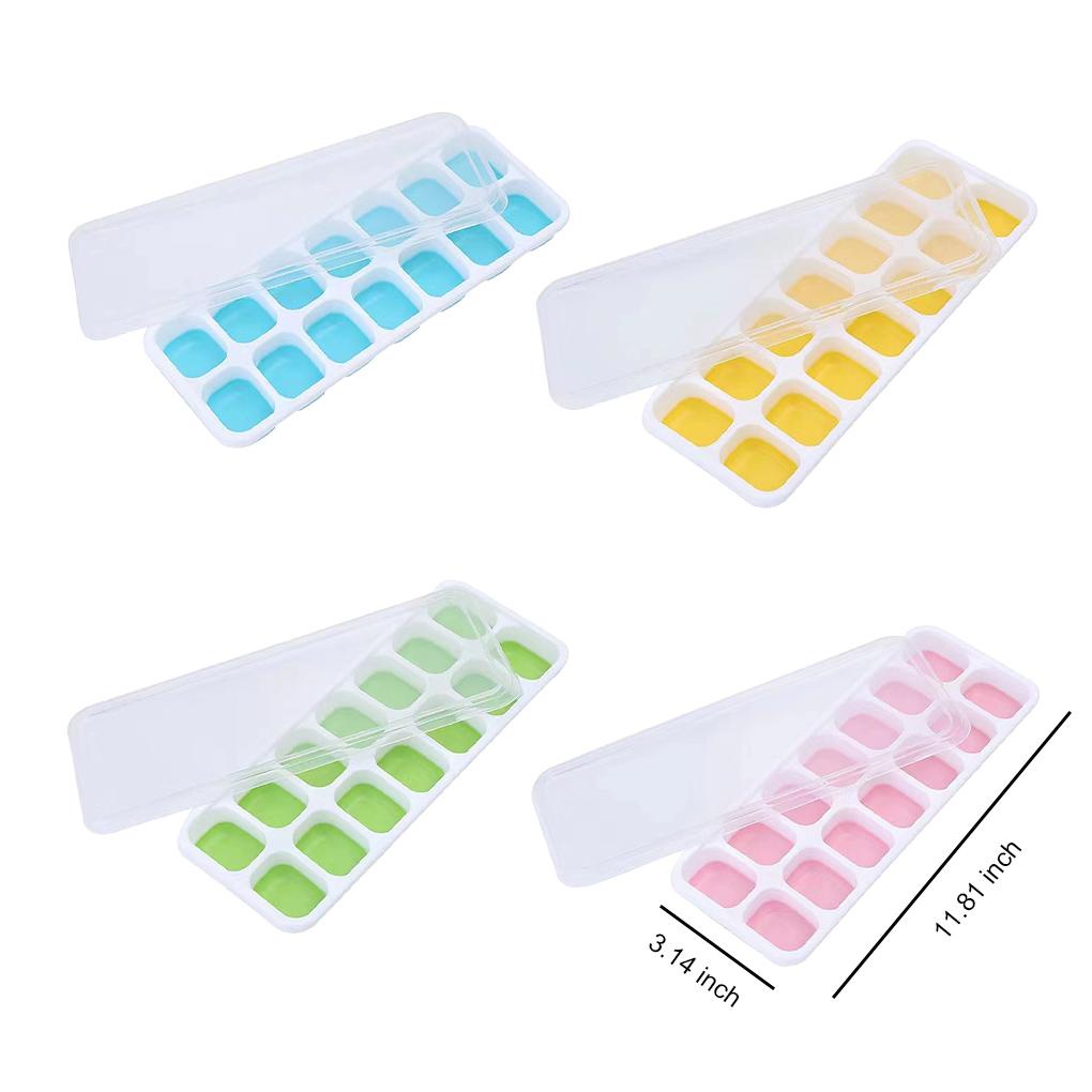 Pp PET Es Batu Tray Warna Solid Disegel Tidak Berbau 14kisi DIY Non-stick Bar Club Ice-cube Cetakan Aksesoris Dengan Tutup