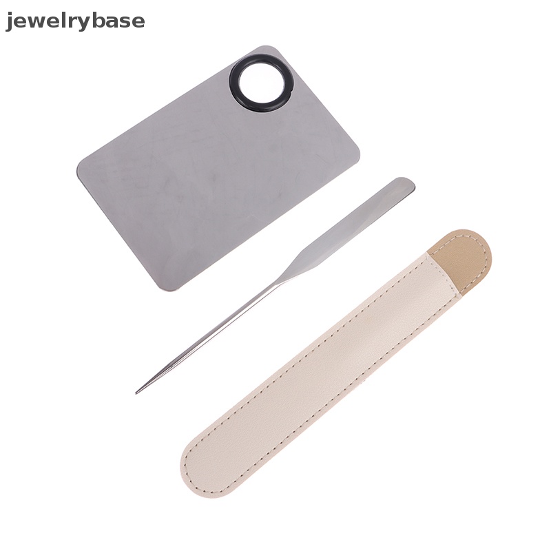 [jewelrybase] 1set Stainless Steel Kepala Ganda Makeup Toner Spatula Mixing Stick Foundation Butik