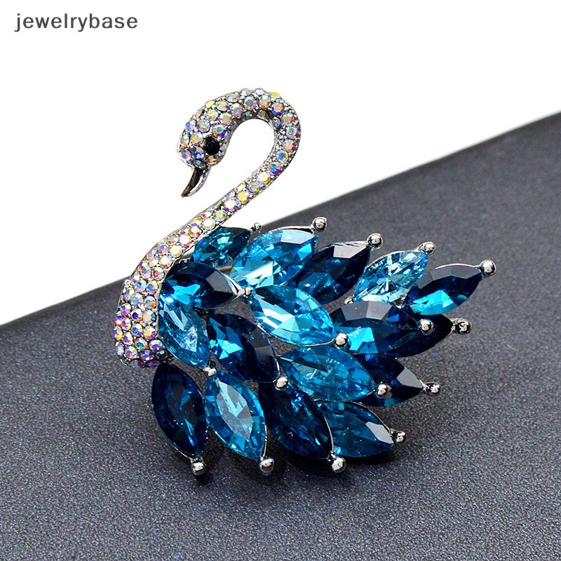 [jewelrybase] 1 Pc Berlian Imitasi Swan Bros Biru Gradien Swan Bros Mantel Elegan Perhiasan Butik