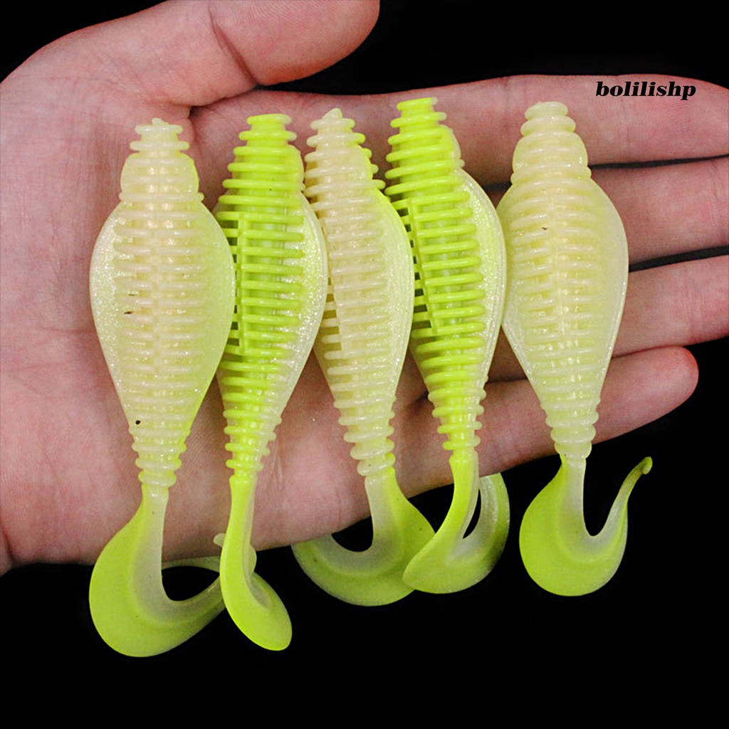 Bo-6pcs 8cm/10.5cm Desain Simulasi Umpan Pancing Fleksibel Tahan Aus Warna Cerah Reusable Fish Attraction Universal Curled Tail Artificial Soft Worm Bait Perlengkapan Memancing