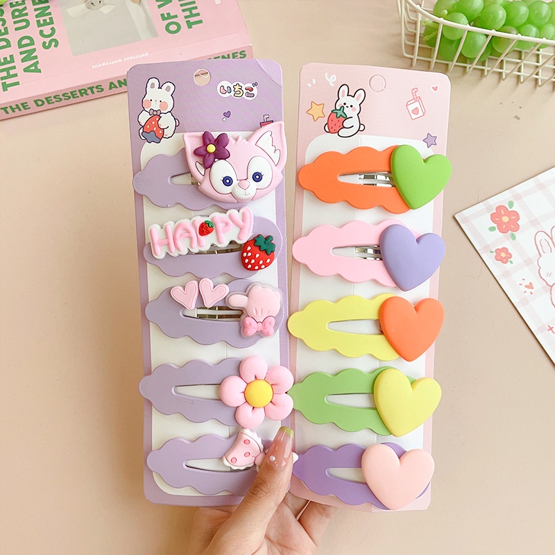 Versi Korea Fashion Kartun Beruang Set Rambut Klip Gaya Baru Hewan Lucu Fashion Girly Temperamen Poni Klip Aksesoris Rambut