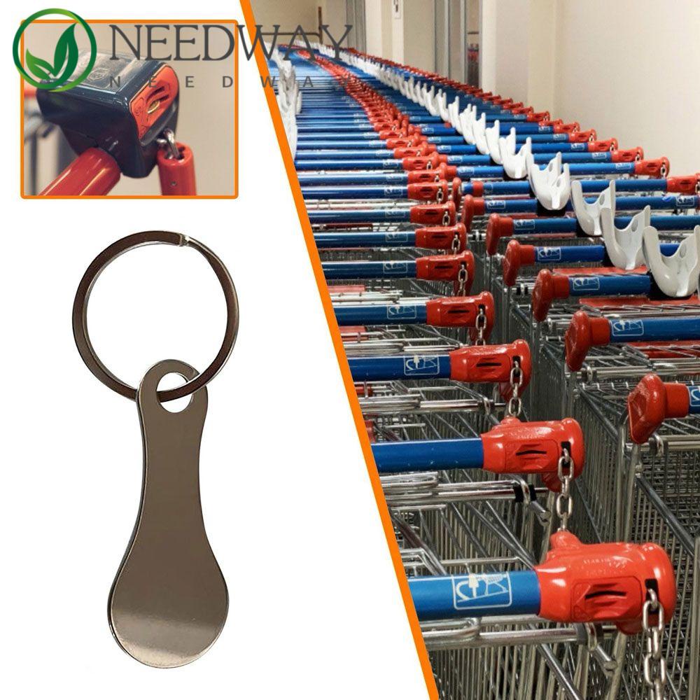 Needway  Troli Belanja Token Gantungan Kunci Logam Paduan Aluminium Portabel