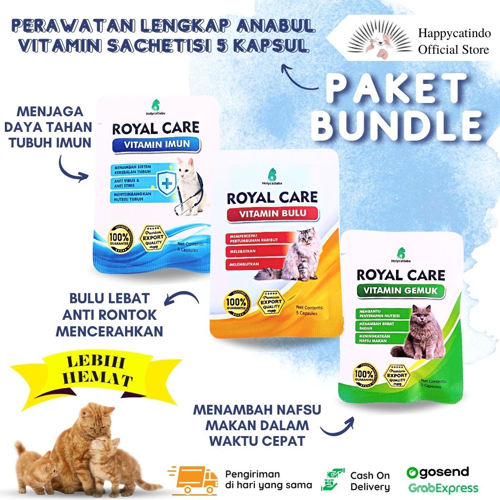 Perawatan Lengkap Anabul Paket Vitamin BULU ANTI RONTOK, PENAMBAH NAFSU MAKAN, PENJAGA IMUN ANTI VIRUS Paling Ampuh Isi 5 Kapsul