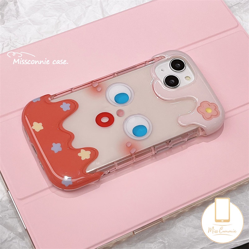 IPHONE Ins Ice Cream Phone Case Kompatibel Untuk Iphone11 12 13 14 Pro Max XR 7Plus X 7 8 Plus XS Max SE 2020 Lucu Lucu Pasangan Ekspresi Shockproof Lembut TPU Cover