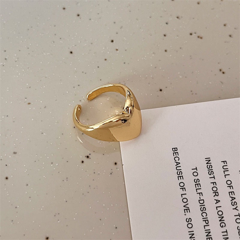 Kreatif Indah Wanita Warna Emas Perak Glossy Pembukaan Cincin Kepribadian Gadis Sederhana Cinta Hati Berbentuk Lebar Yang Dapat Disesuaikan Jari Cincin Perhiasan Hadiah