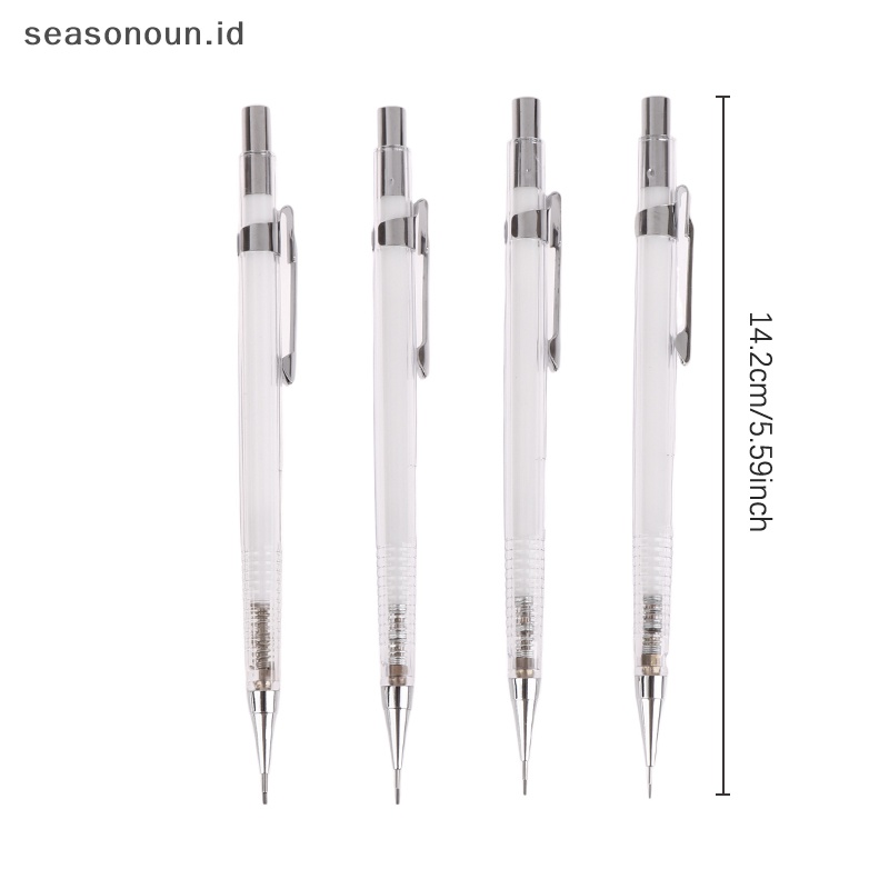Seasonoun Pensil Mekanik Transparan Sederhana 0.3 0.5 0.7 0.9mm Pensil Otomatis Memimpin Isi Ulang Art Paing Wrig Perlengkapan Alat Tulis.