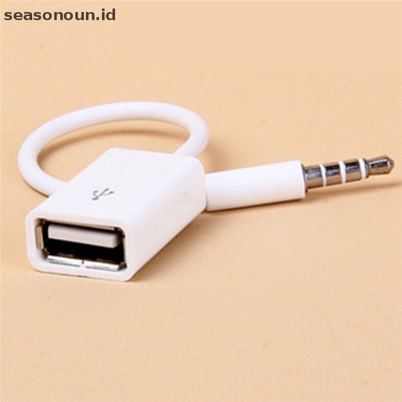 Seasonoun 3.5mm Male AUX Audio Plug to USB 2.0 Female Converter Cable Kabel Untuk Mobil MP3.