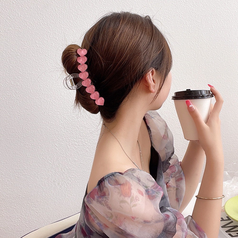 Pink Manis Cinta Hiu Klip Premium Besar Gadis Jepit Rambut Korea Selatan Musim Panas Baru Hiasan Kepala