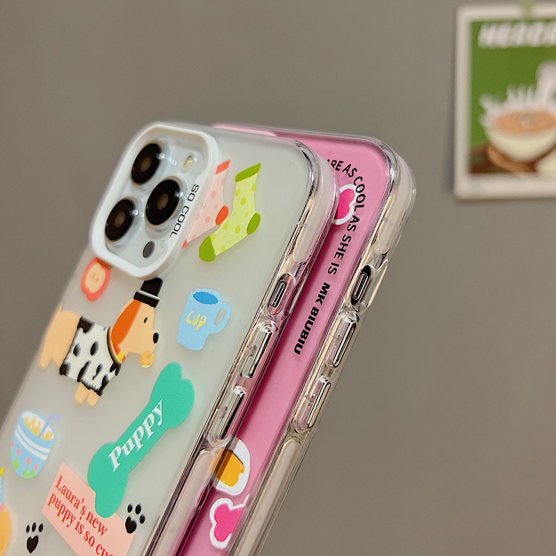 Cute Dachshund Skin Feel Soft Case HP iP iPhone 12 13 14 Pro Max 11 Black FTD Casing Apple