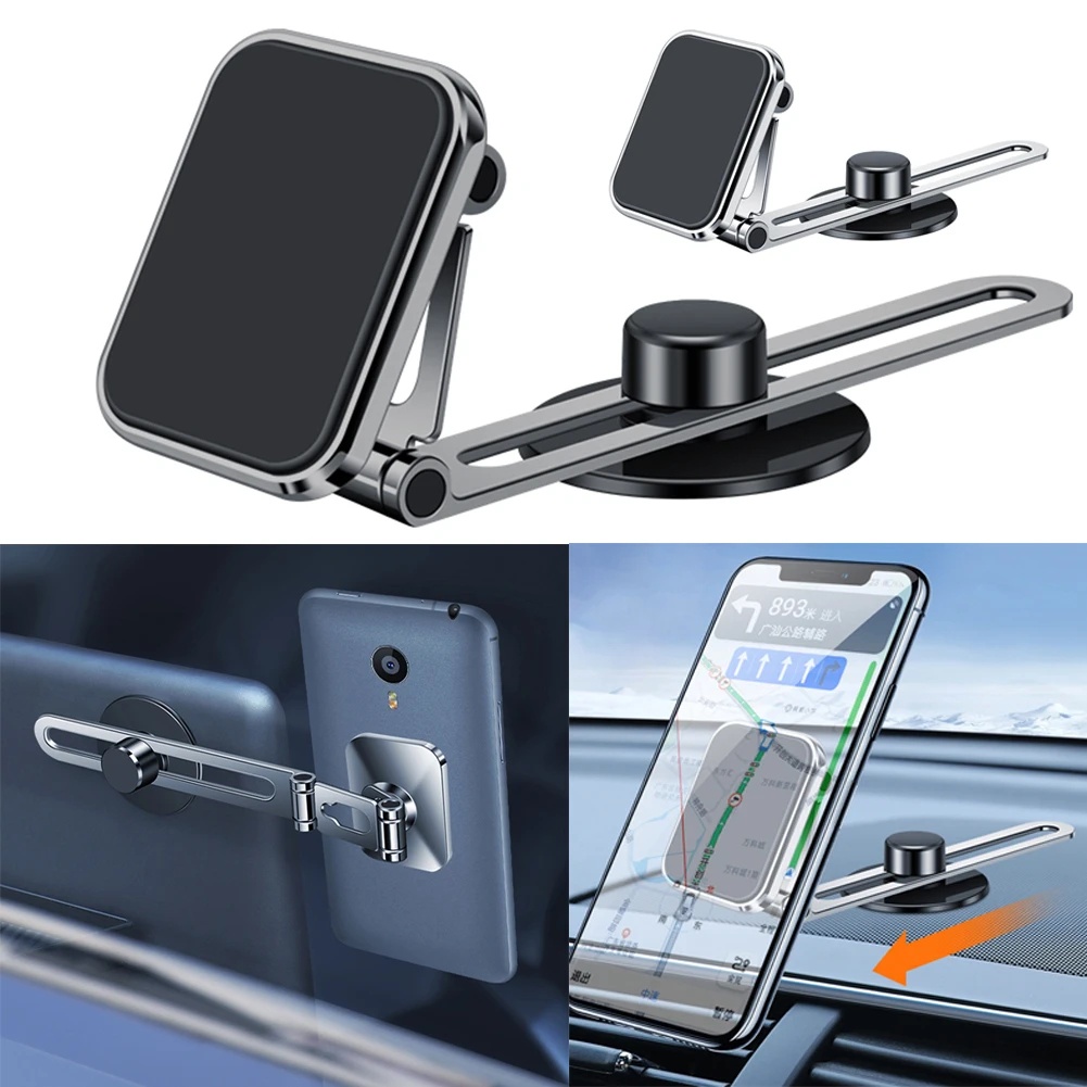 Dudukan Mobil Magnet Lipat Ganda Universal Holder Handphone Mobil360° Bracket Hp Adjustable Dashboard Windshield GPS Support Invisible Screen Mount Untuk Tesla Model 3y X S