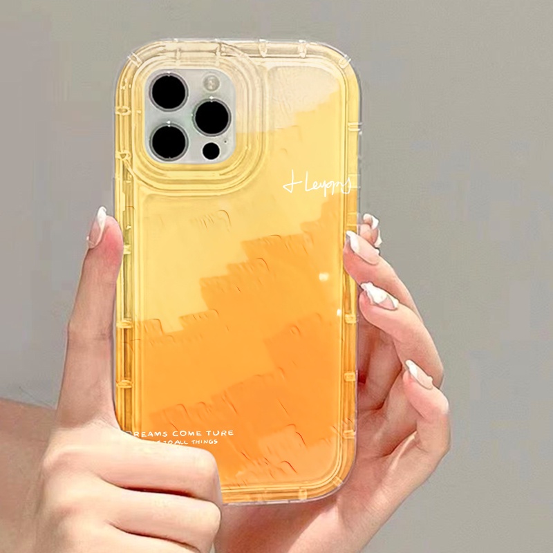 IPHONE Kuning Orange Lively Phone Case Kompatibel Untuk Iphone7Plus8Plus6Plus11 14 13 12 Pro MAX XR X XS MAX SE Airbag Shockproof Cover