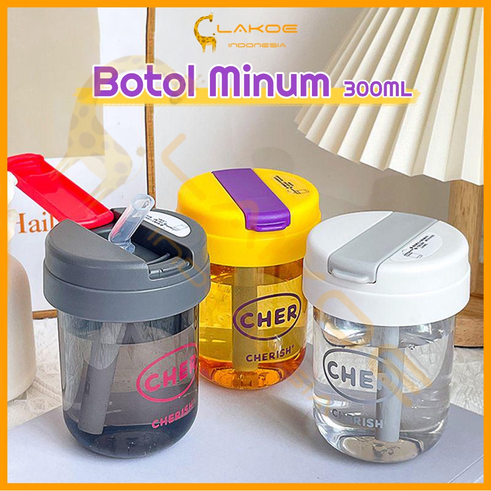 LAKOE  Botol Minum Cher Portable Anti Bocor/botol minum anak Sedotan botol 300ml/botol minum anak