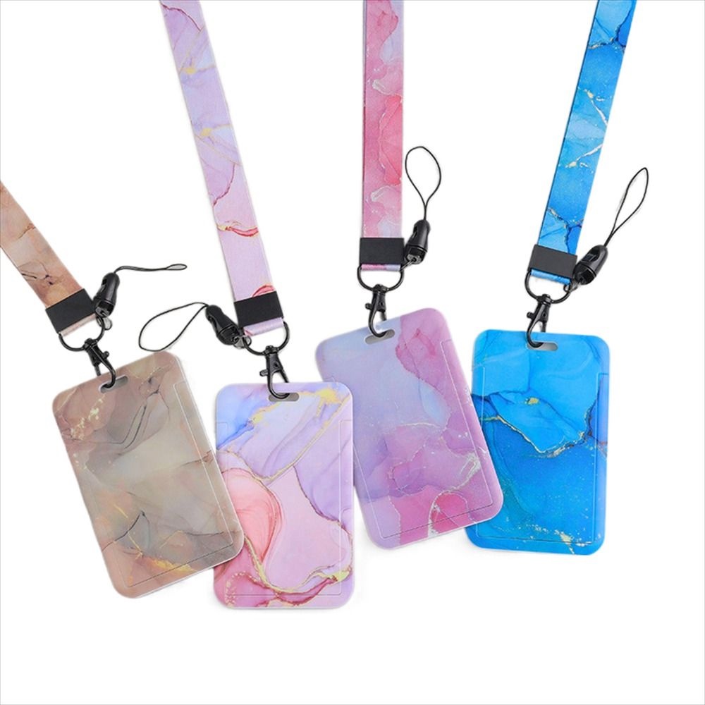 Mxbeauty Lanyard Card Holder Kantor Supply Kartun Pria Dan Wanita Gantungan Kunci Kartu Pass Siswa Credential Holder