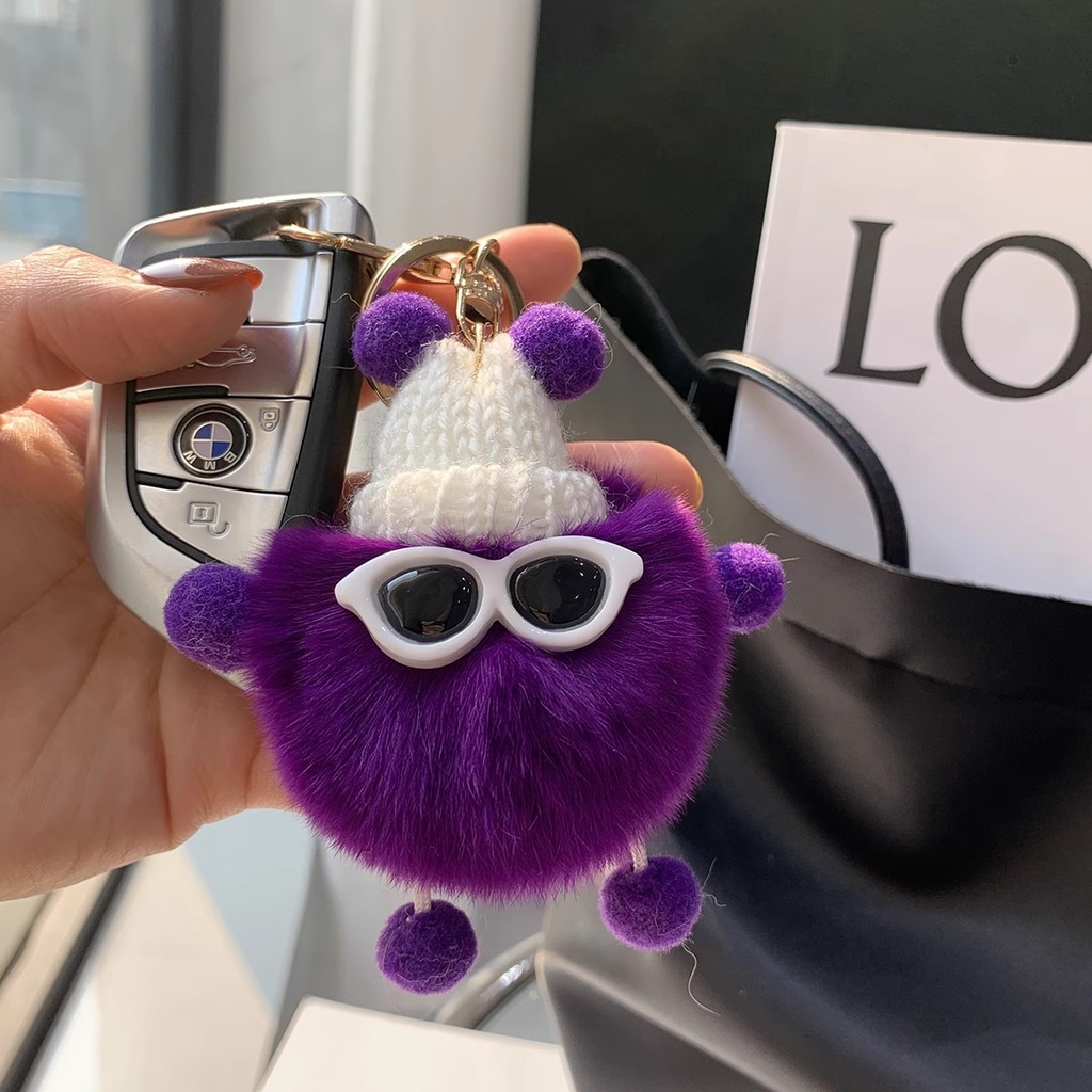 Gantungan Kunci Bulu Kelinci Rex Mini Gantungan Kunci Berbulu Pernak Pernik Pom Pom Keychain Trinket Pompon Gantungan Kunci