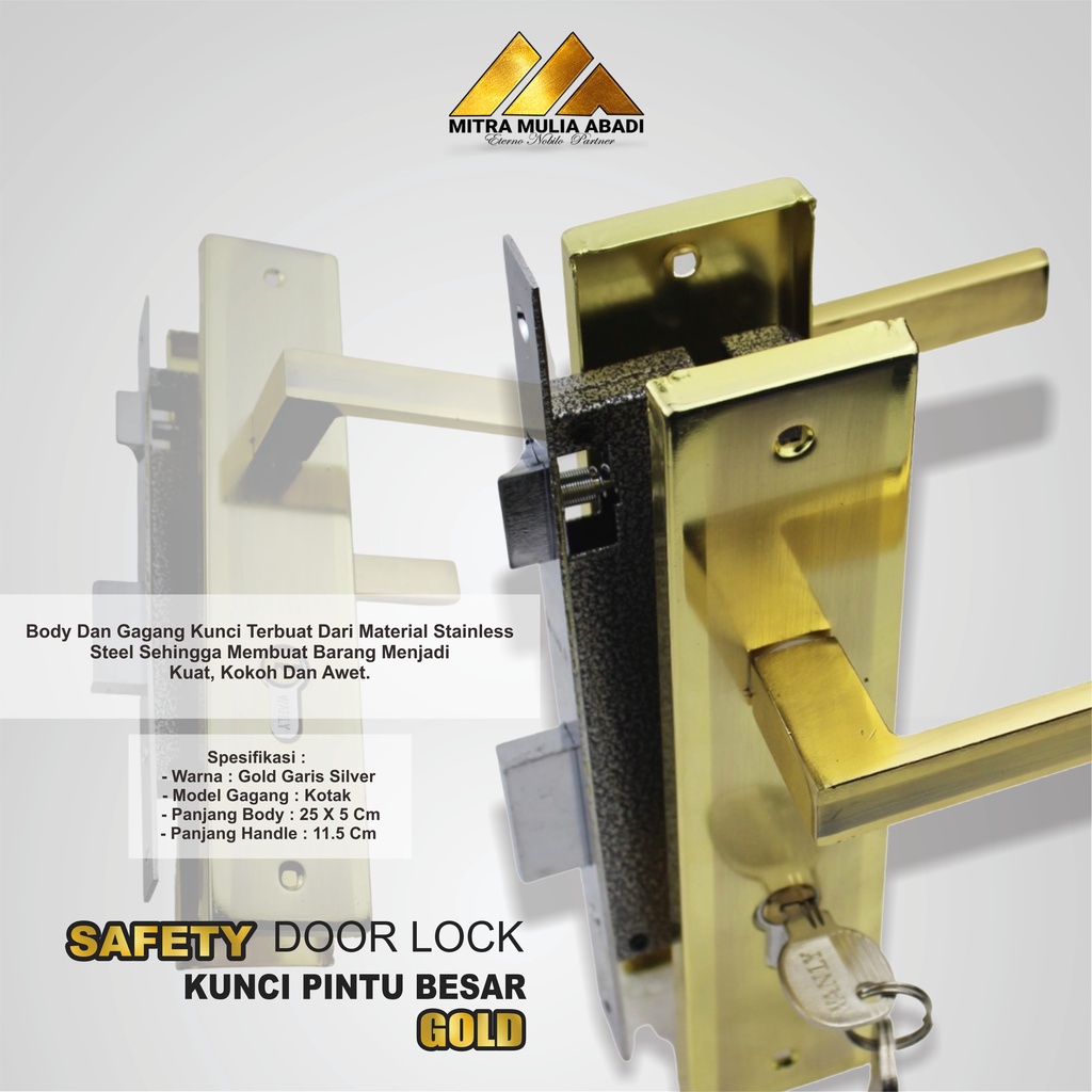 Gagang Kunci Pintu Besar 25 cm / Handel Pintu rumah Full Set