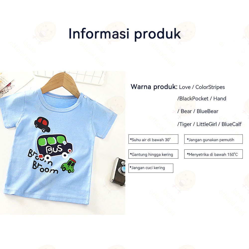 Lacoo Kaos bayi anak 0-3thn Atasan lengan pendek anak kartun Tshirt anak import