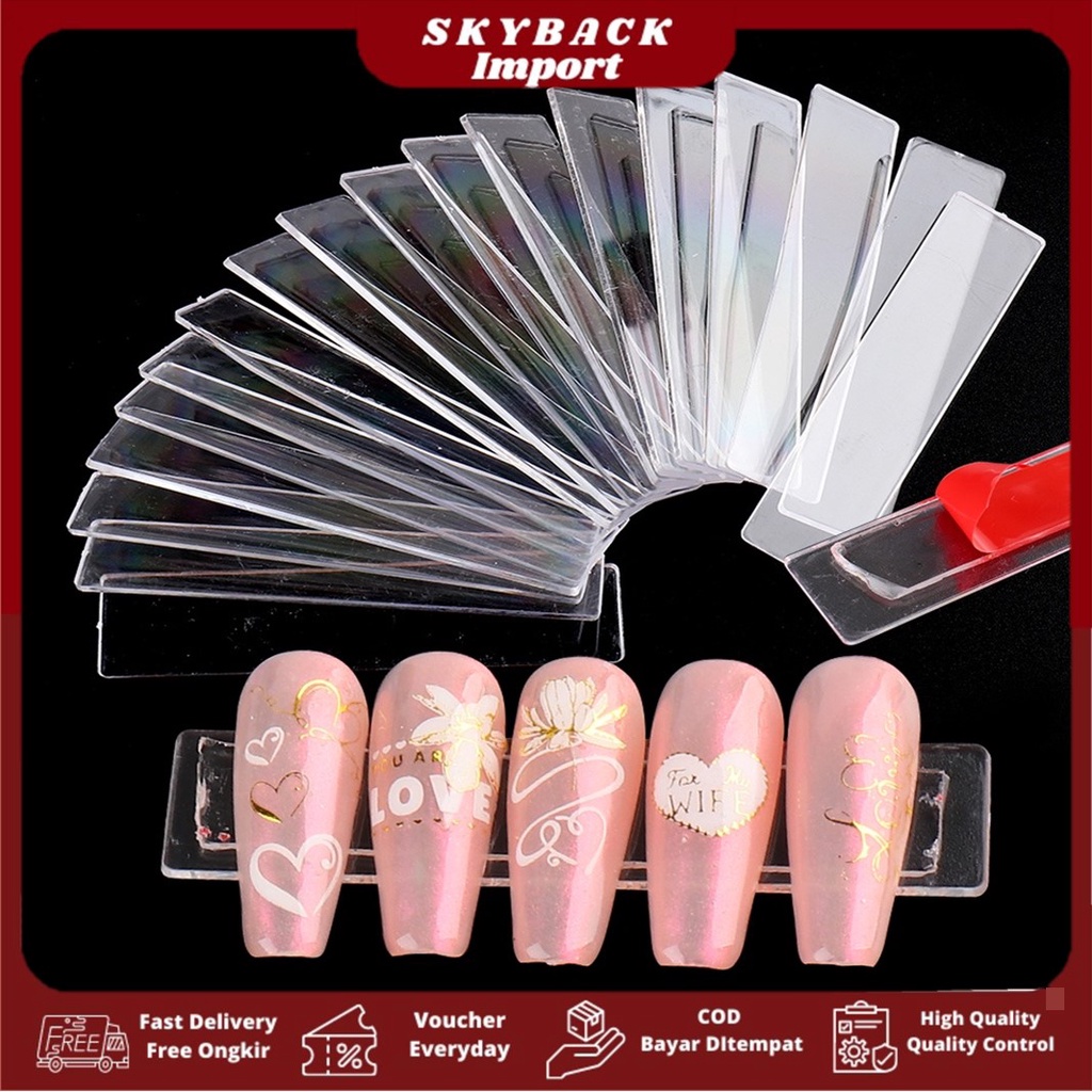 50pcs Stand Display Kuku Palsu Akrilik Transparan Nail Strip SK