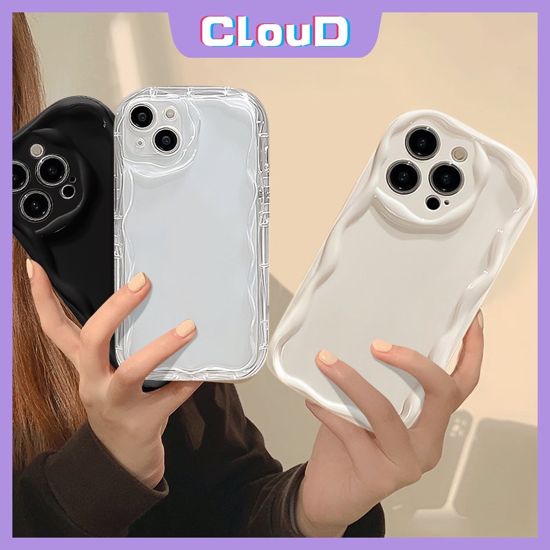 Casing Tepi Melengkung Bergelombang 3D Untuk Redmi 9A A1 9T 10C A2 9 10 10A 9C NFC Note 10s 8 9 11 11s 10Pro 10 Pro Max Plus Poco M3 Mewah Halus Simple Cat Air Glossy Shockproof Soft Cover