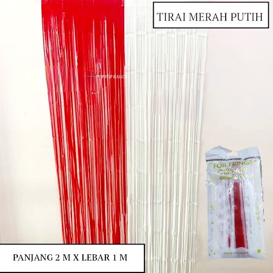 Tirai Foil Merah Putih Murah 2 meter Dekorasi 17 Agustus Grosir Party Curtain Dekorasi 17an Kemerdekaan RI Merah Putih Harga Grosir Termurah