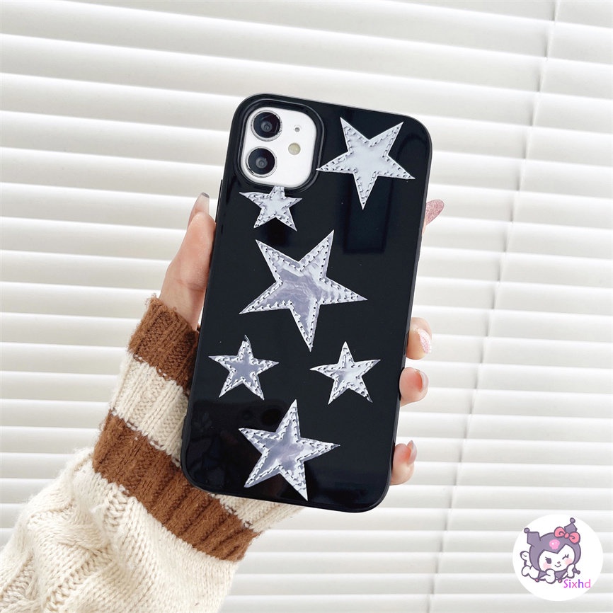 IPHONE Kompatibel Untuk Iphone14 13 12 11 Pro Max SE 2020 X Xr Xs Max8 7 6Plus Fashion Simple Silver Bintang Silikon Ponsel Case Lembut Anti Jatuh Pelindung TPU Cover XJJJJ