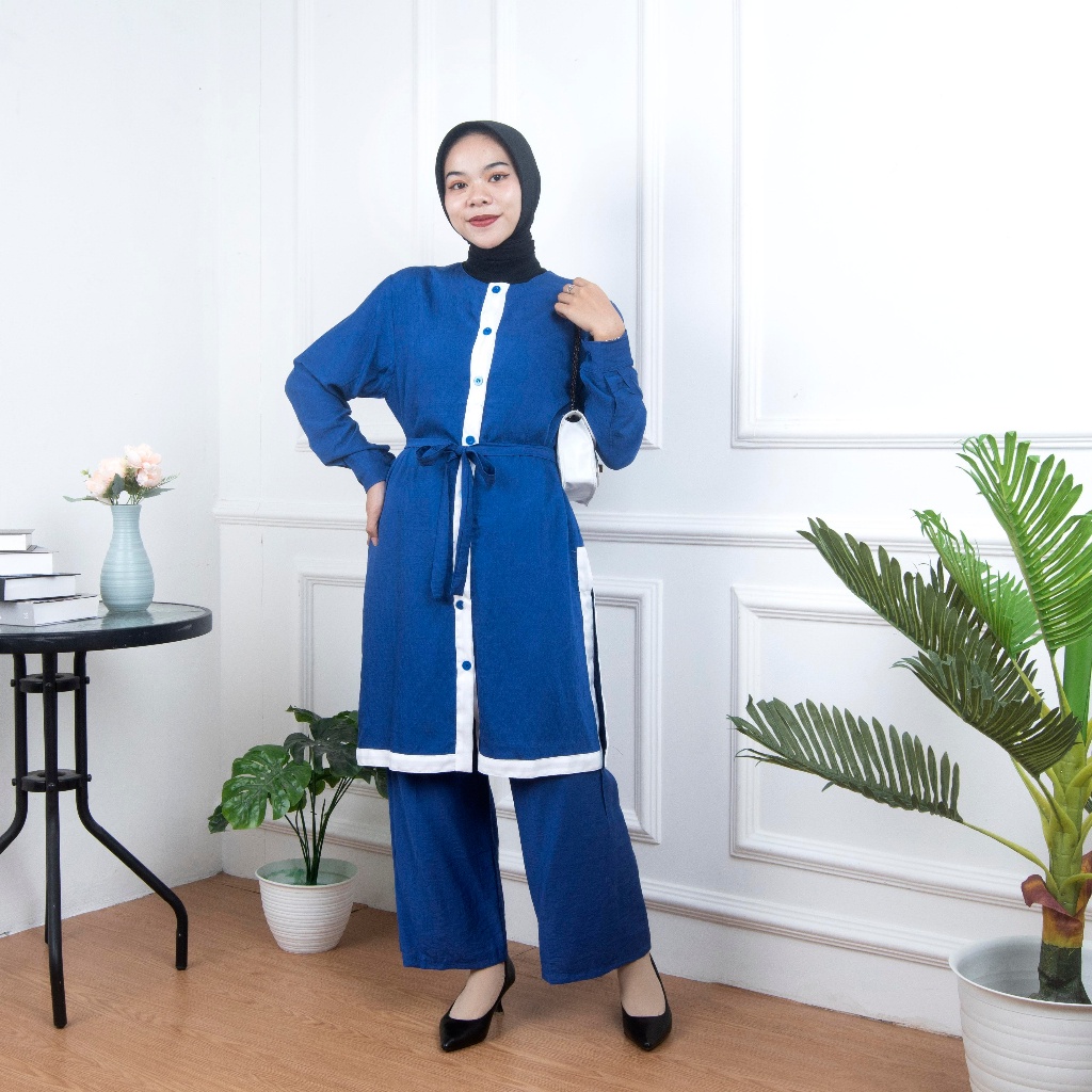 BEFAST - ZNF OOTD WANITA ONESET IJA / Setelan Dress Hafa / Pakaian Casual Wanita Kerja / Set Atasan Lengan Panjang+Celana Panjang / Fashion Wanita Hijab Style / Oneset Polos Formal