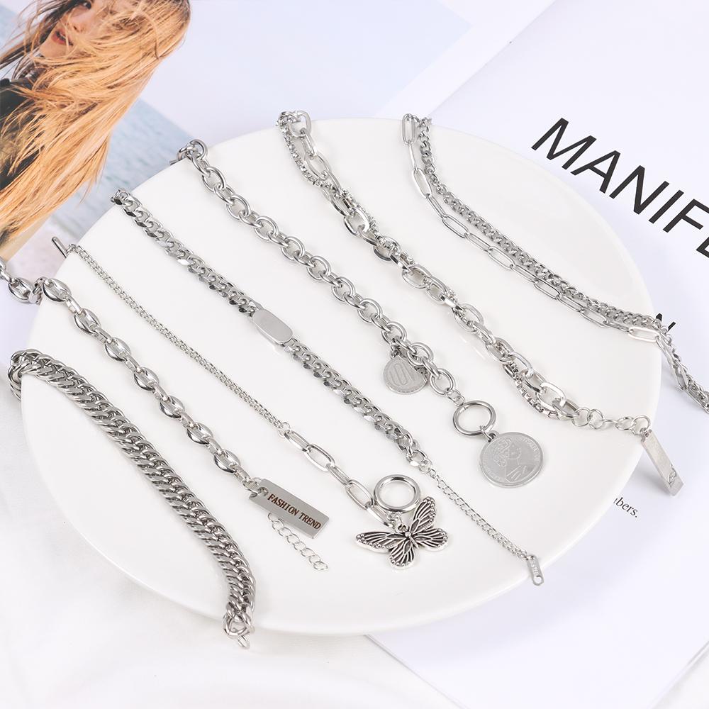 LILY Gelang Titanium Pria Dan Wanita Variasi Hip Hop Multilayer