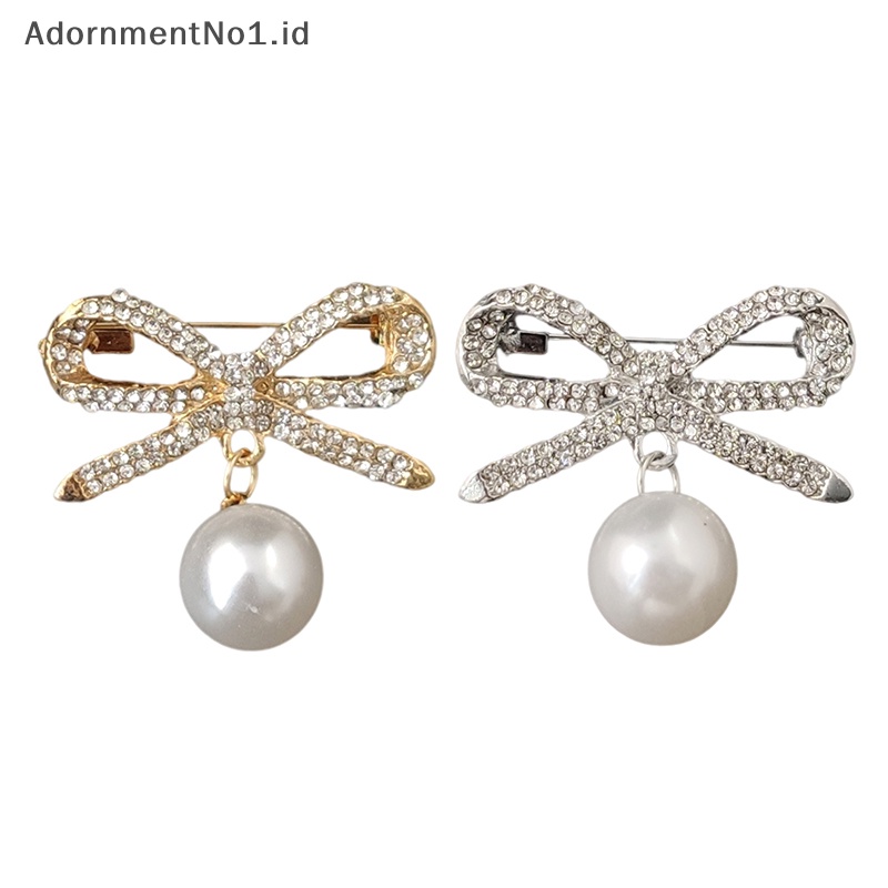 [AdornmentNo1] Bros Pin Ikatan Simpul Mutiara Vintage Untuk Wanita Rhinestones Brooch Designer Jewelry [ID]