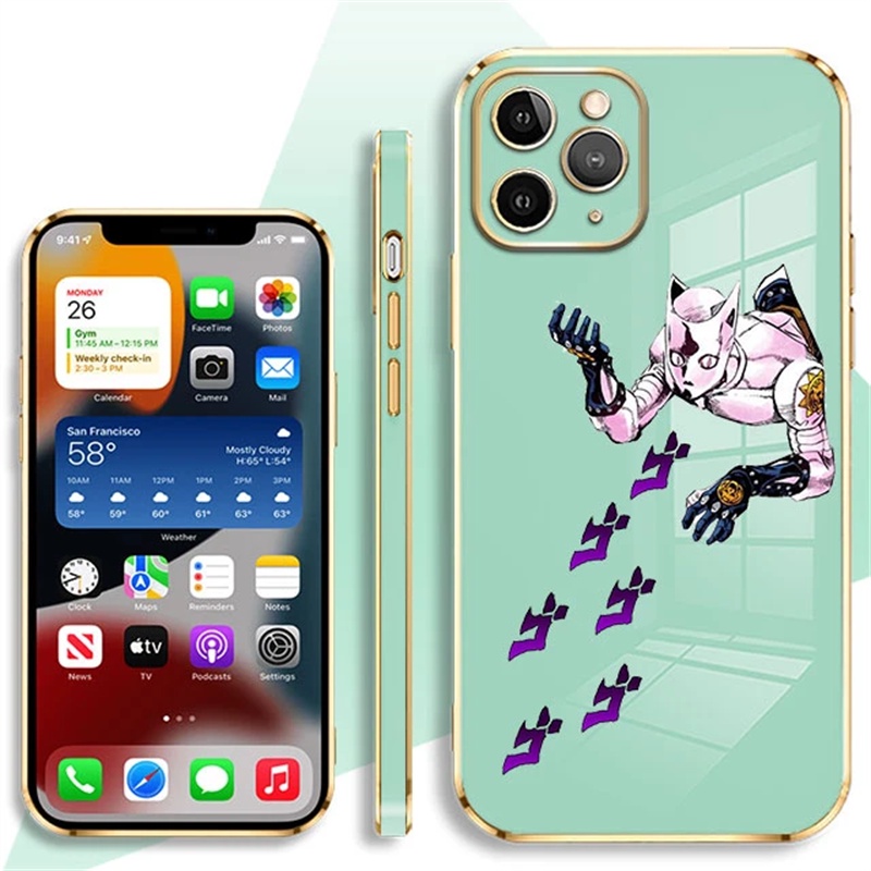 【Free Lanyard】Casing For Infinix Hot 12 Play Note 8 10 Pro 10 Lite 11 12 G88 Smart 4 4C 5 6 Plus Soft Shockproof Case Anime Cartoon Jojo's Bizarre Adventure Character Plating TPU Square Drop-proof Protective Shockproof Back Cover