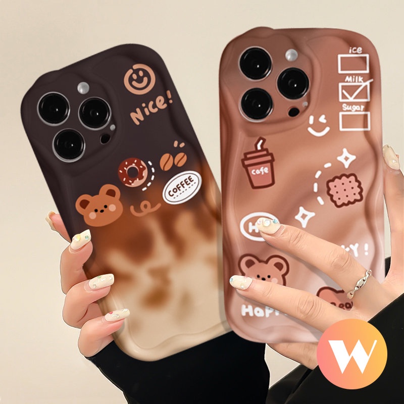 Casing Tpu Lembut 3D Wavy Curved Edge Smiley Gradient Cute Bear Untuk Vivo Y15 Y33s Y91C Y11 Y15s Y30 Y15A Y35 Y12 Y20 Y16 Y17 Y22s Y22 Y31 Y91 Y95 Y12s Y20i Y51A Y21s Y21 Y12i Y02 Y51