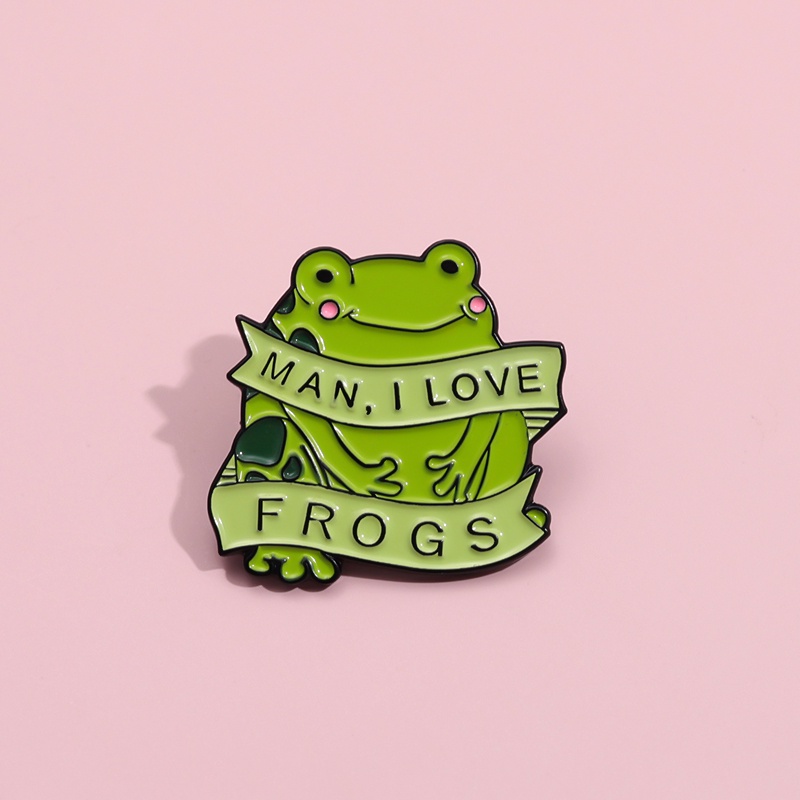 Man I Love Frogs Enamel Pin MILF Lucu Bros Kerah Lencana Kartun Hewan Perhiasan Hadiah Untuk Anak-Anak Teman