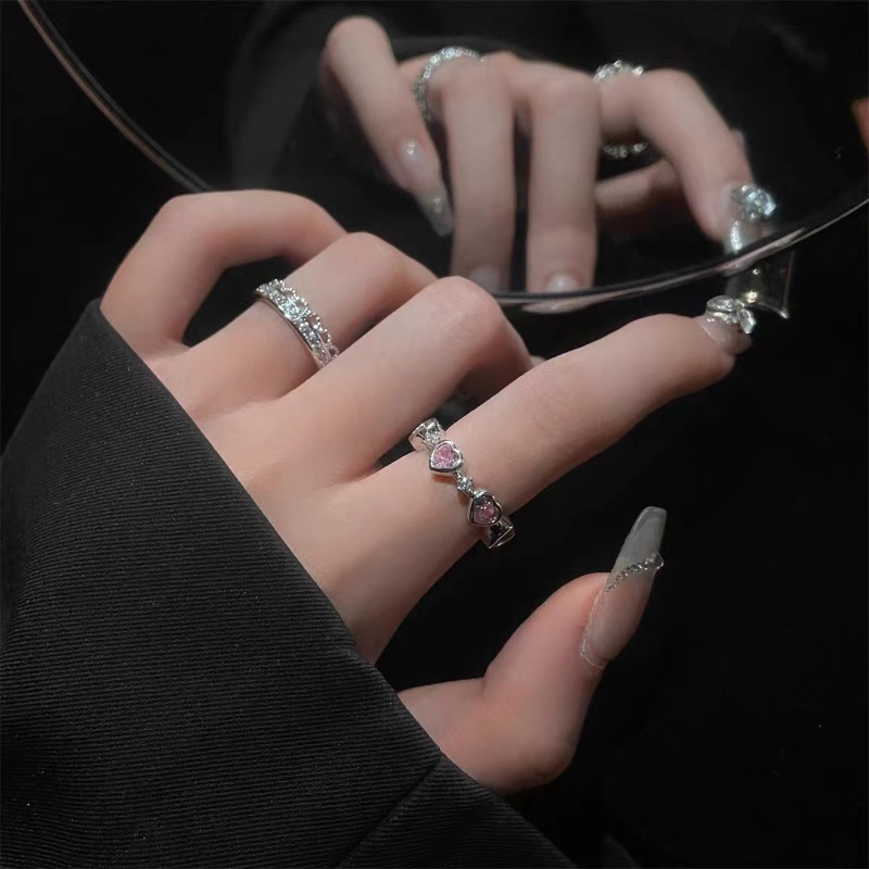 Niche Desain Acuh Tak Peduli Geometris Zirkon Cincin Wanita Trendi Ins High-end Cahaya Mewah Sederhana All-match Cincin Grosir