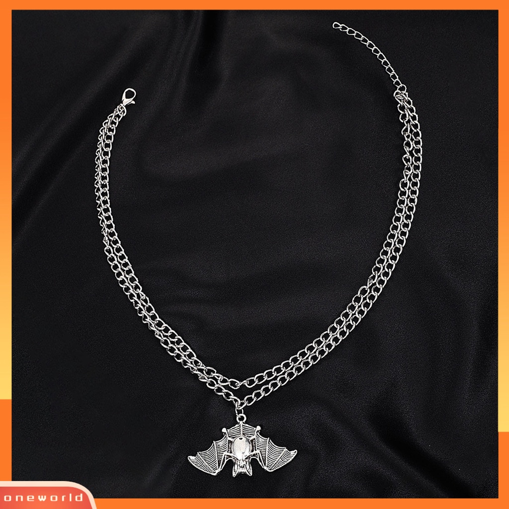 [ONE] Liontin Kelelawar Berlapis Ganda Unisex Kalung Alloy Adjustable Punk Lucu Halloween Kalung Perhiasan Aksesoris