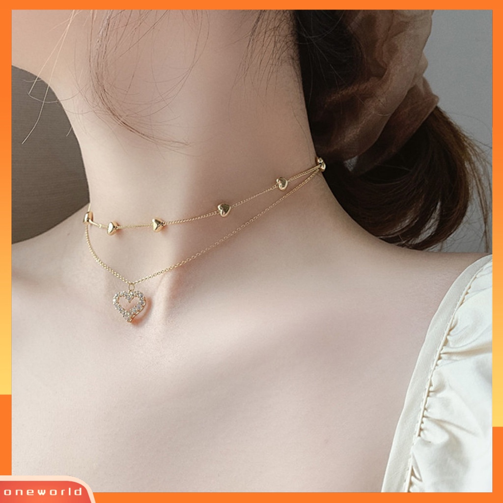 [ONE] Kalung Wanita Hias Artistik Hias Liontin Hati Bahan Alloy Necklace Untuk Pesta