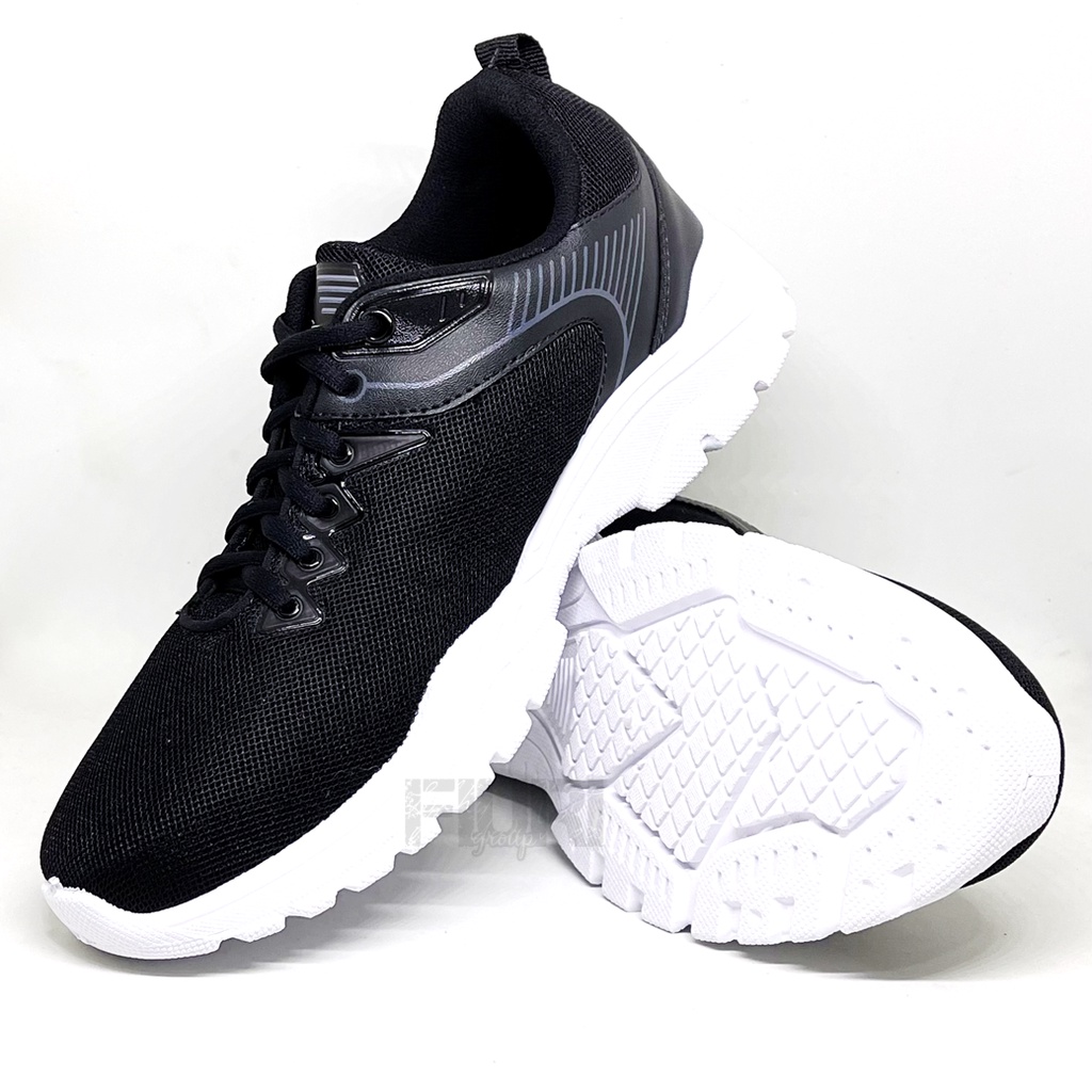 FIURI - PRO ATT - HM 80 HITAM PUTIH 39-43 - Sepatu Kets Pria - Sepatu Sneakers Pria - Sepatu Olahraga Sport Pria - Sepatu Casual - Sepatu Jogging Lari Fitness Gym Senam Pria - Sepatu Cowok - Sepatu Sekolah Bertali SD SMP SMA