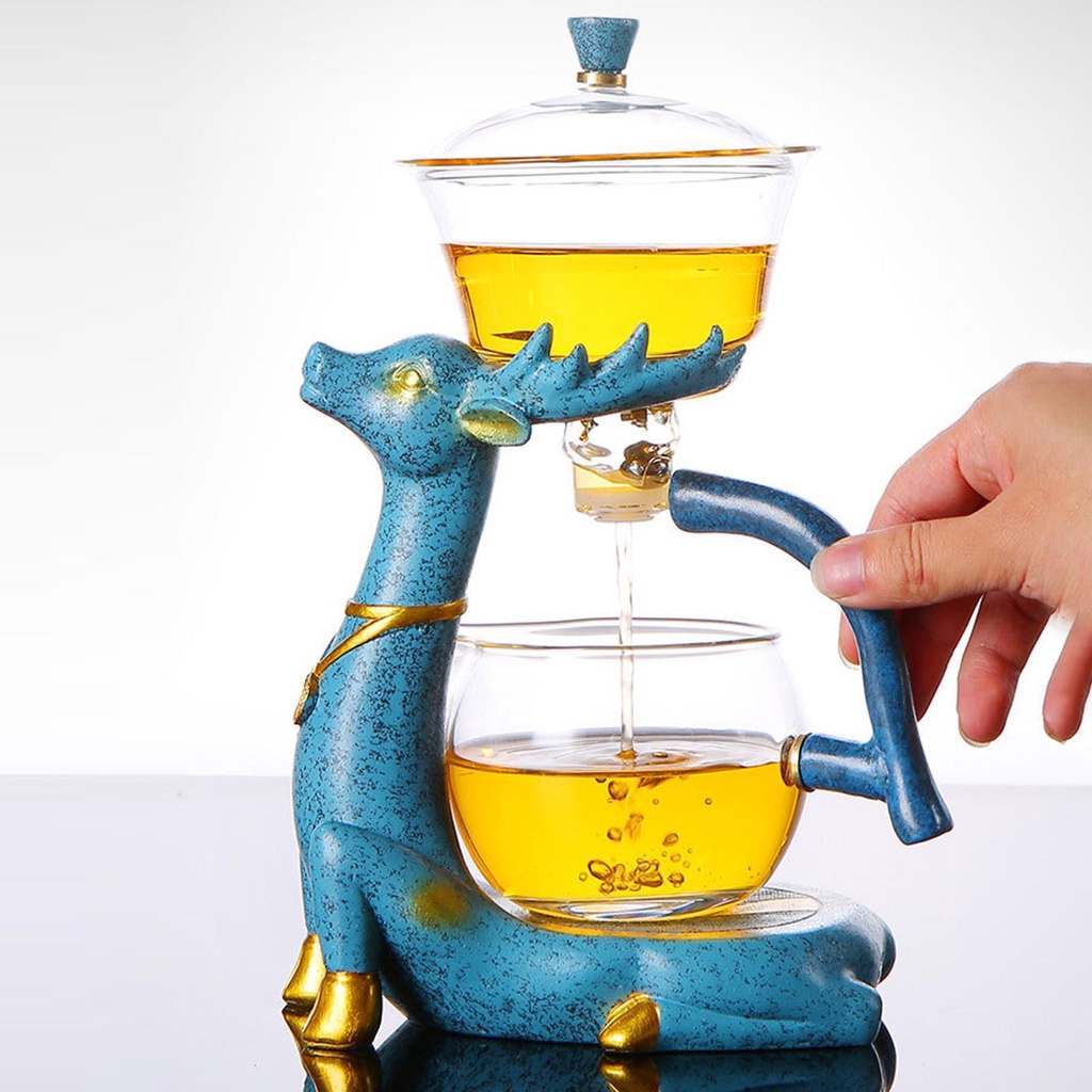 Gelas Otomatis Lazy Tea Set Teko Mangkuk Berputar Magnetik Untuk Rumah Biru