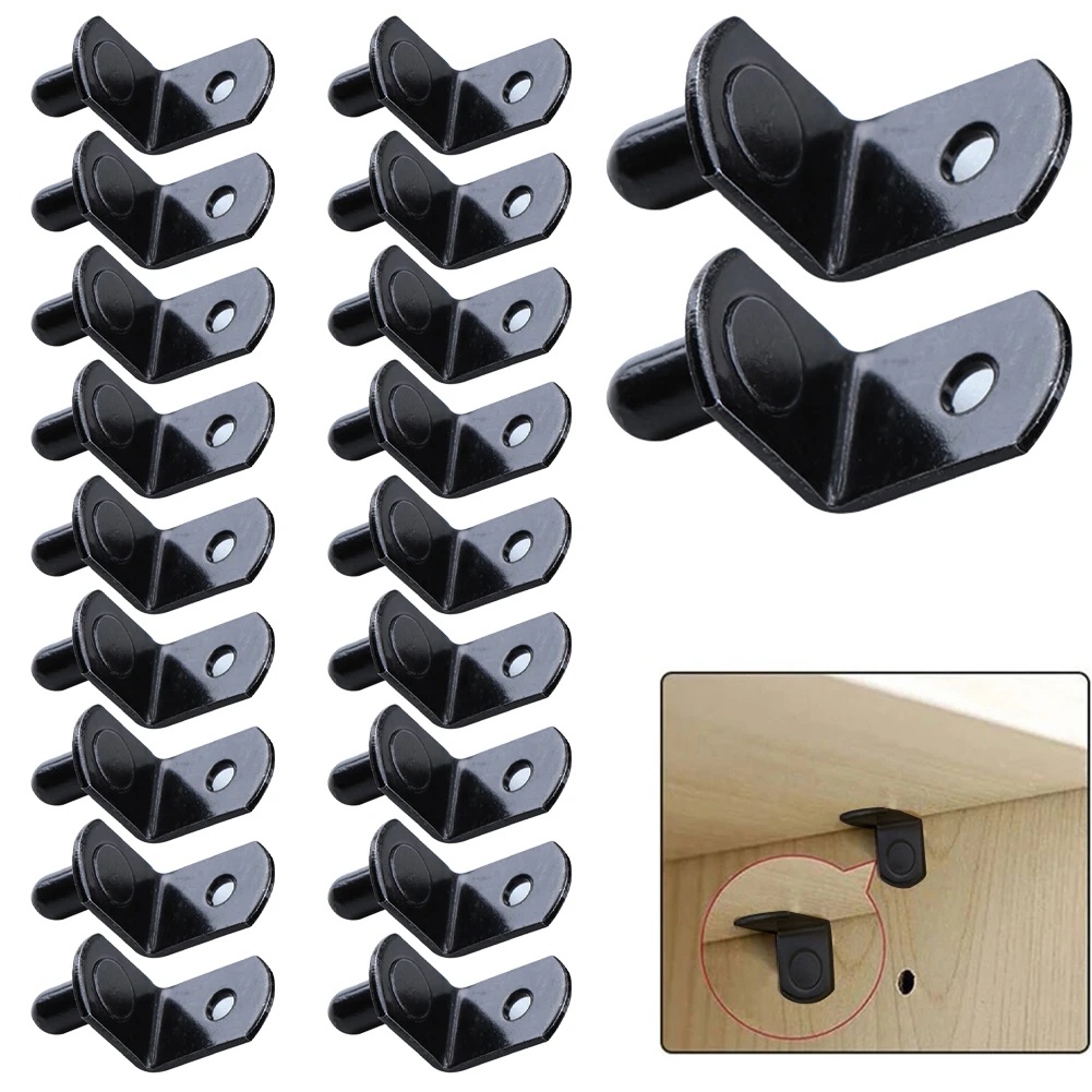 Penyangga Braket Rak Diameter Dapat Disesuaikan/Rak Berbentuk L Metal Pin Holder/Seperator Lemari Tetap Rak Buku Dinding Holder/Penyangga Plat Kaca/Peralatan Rumah Tangga