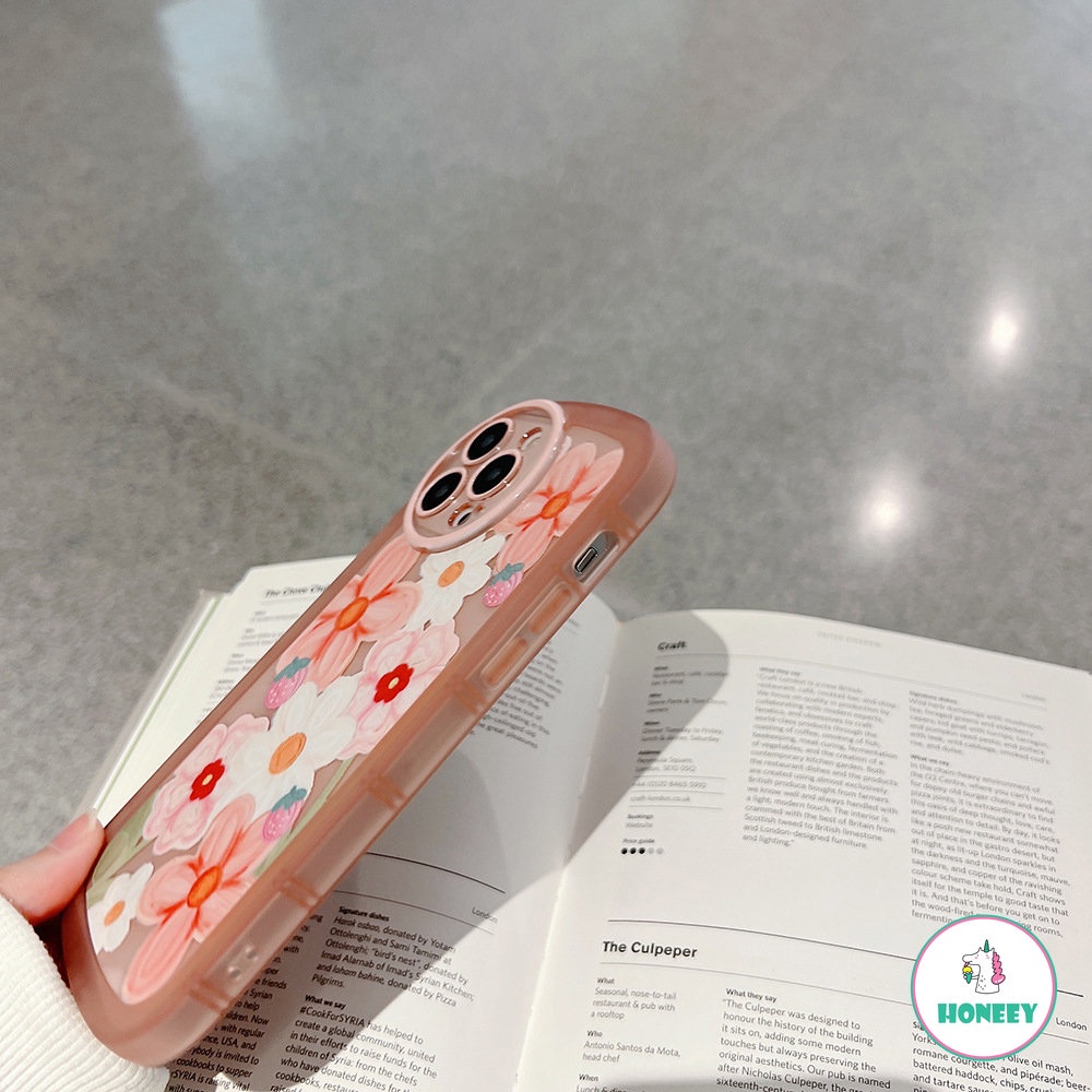 Casing Ponsel Untuk Apple14Kompatibel Untuk iPhone 11 Pro Max13 12 14 Pro Max XS XR 78 Plus Fashion Pink Floral Bening Cover Pelindung