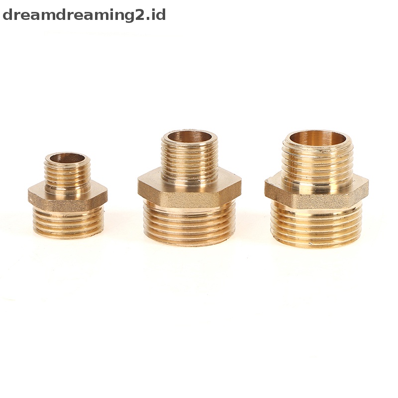 (drea) Pipa Kuningan Hex Nipple Adapter BSP Male to Male Drat Air Minyak Gas Connecto //