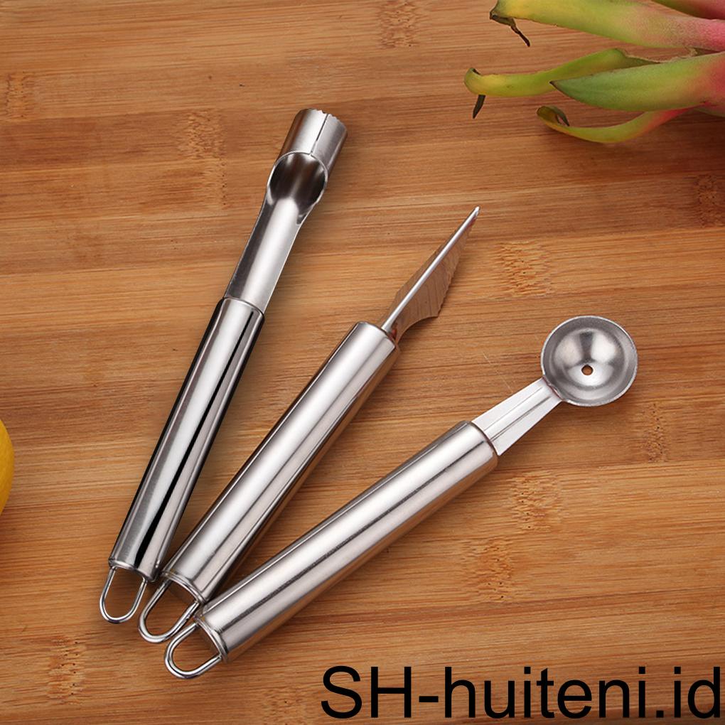 3pcs/set Bola Buah Scoop Core Remover Stainless Steel Lemon DIY Handtools Tahan Panas Peralatan Dapur Kit Perlengkapan Rumah