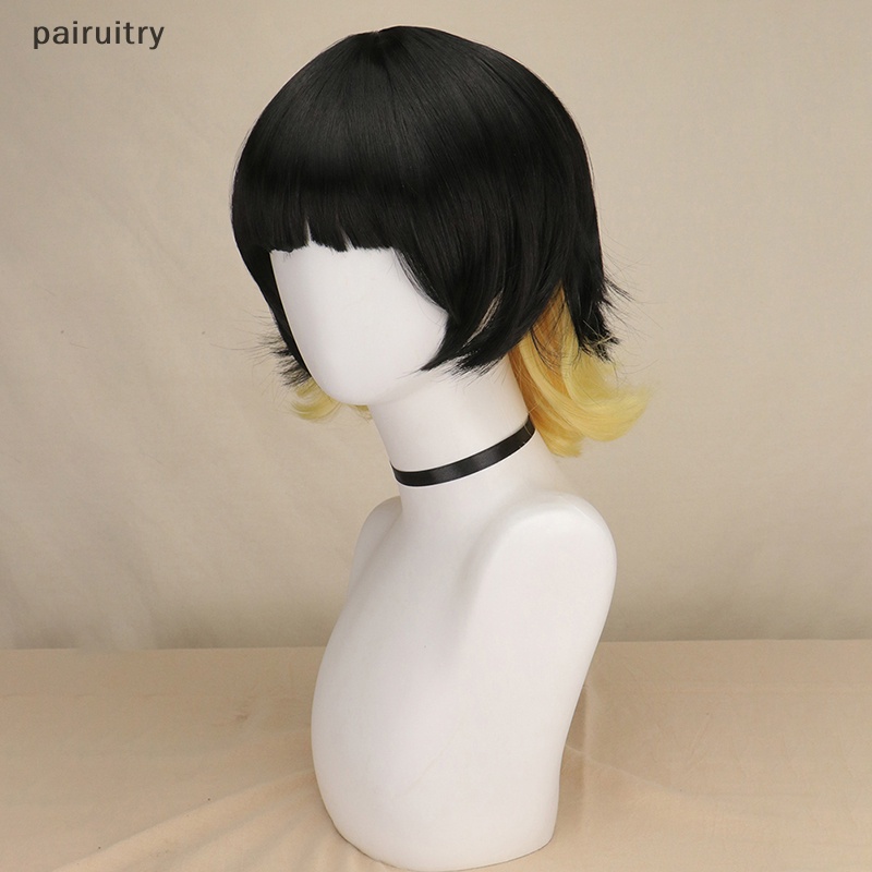 Prt Blue Lock Bachira Meguru Cosplay Wig Hitam Kuning Rambut Pendek Halloween Bermain Peran Tahan Panas Anime Hiasan Kepala PRT