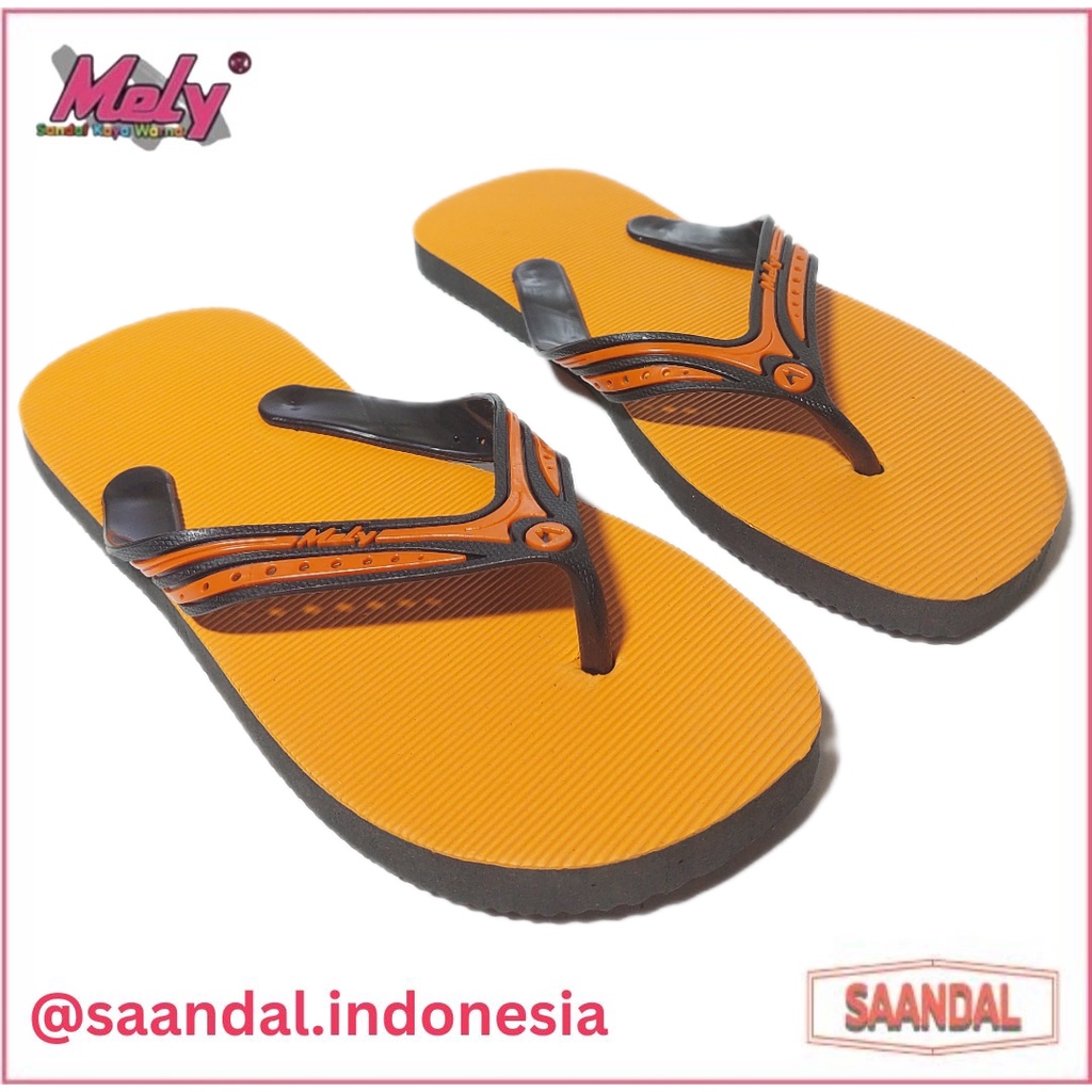 Sandal Jepit Karet Mely Pria Wanita Anak Warna Polos Kualitas Export