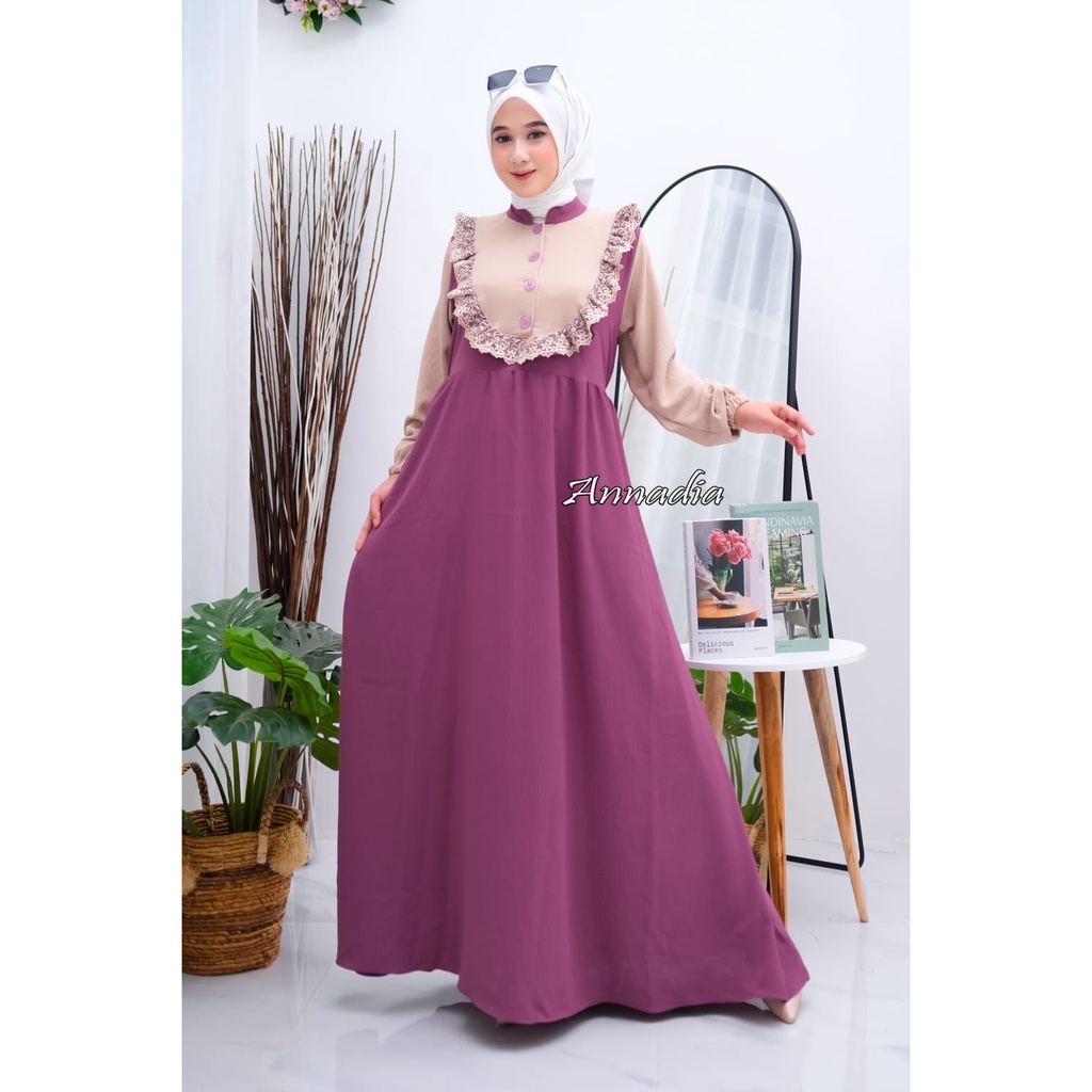 GAMIS CRINKLE RUFFLE DADA RUMI DRESS EXSLUSIVE ANNADIA/COD/GAMIS LEBARAN/GAMIS RUFFLE/GAMIS POLOS WANITA MUSLIMAH TERBARU