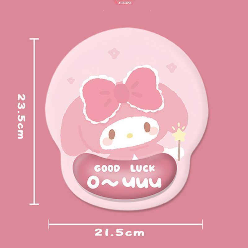 Kawaii Sanrio Hello Kitty Kuromi Cinnamoroll My Melody 3D Pelindung Pergelangan Tangan Mouse Pad Keyboard Komputer Pad Karet Kantor Bermain Game Non-Slip Pad [ZXL]