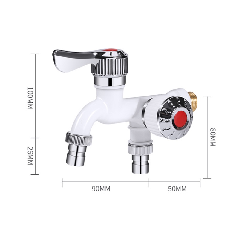 4warna Dual Control Double Outlet Keran Air Ditingkatkan1 /2 Antarmuka Universal Dua Unit Dapat Dikunci Selang Irigasi Konektor Cepat Kran Taman Perlengkapan Kamar Mandi Rumah