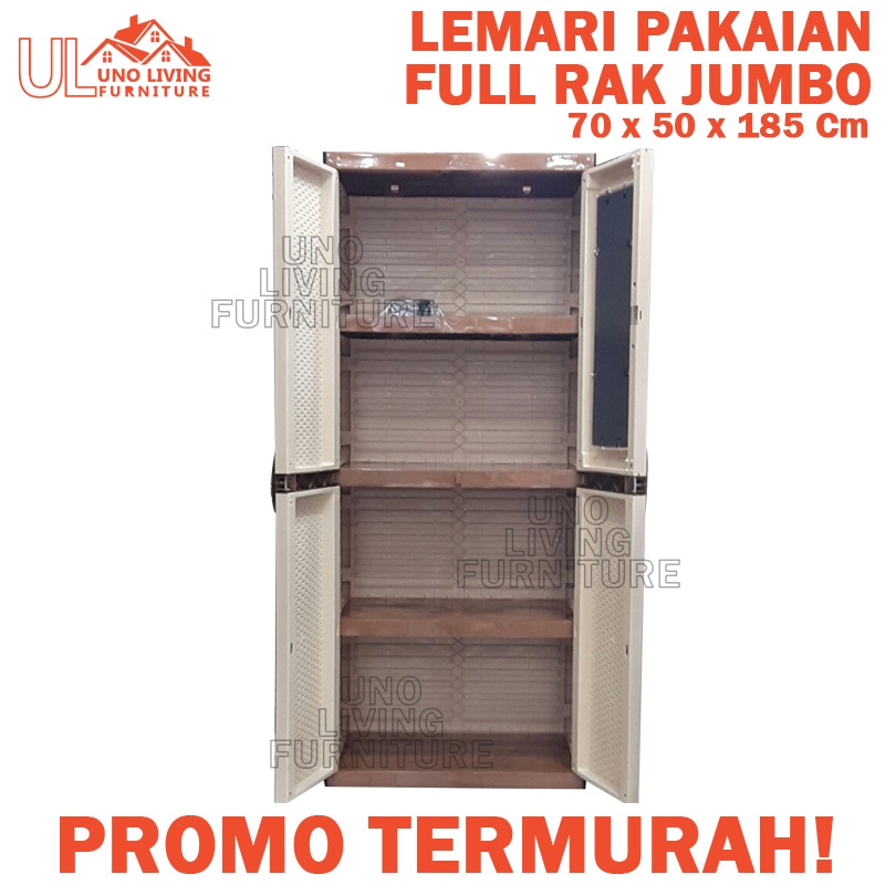 JUMBO! Lemari Pakaian Plastik Lemari 4 Susun My TOP Gantungan Dan Hambalan Dengan Kaca Full Kunci MY TOP 2P