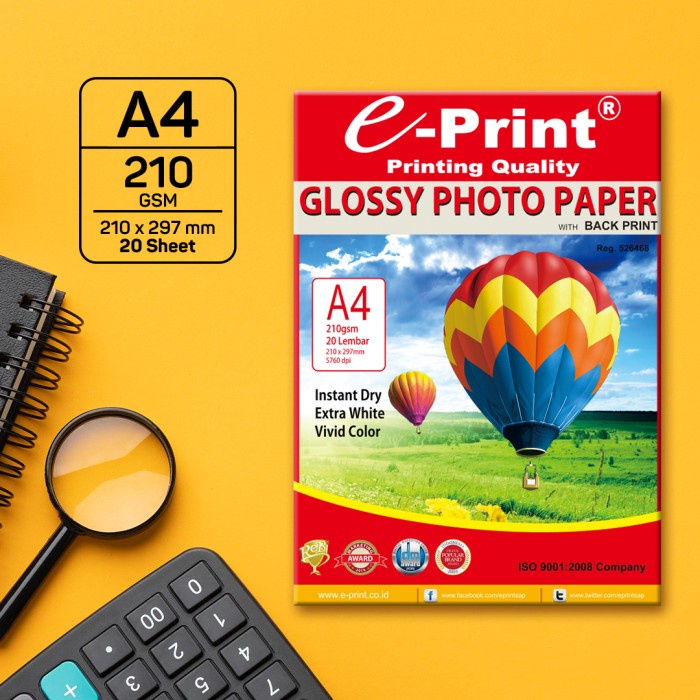 Kertas Foto e-Print Glossy Back Print A4 210 gsm
