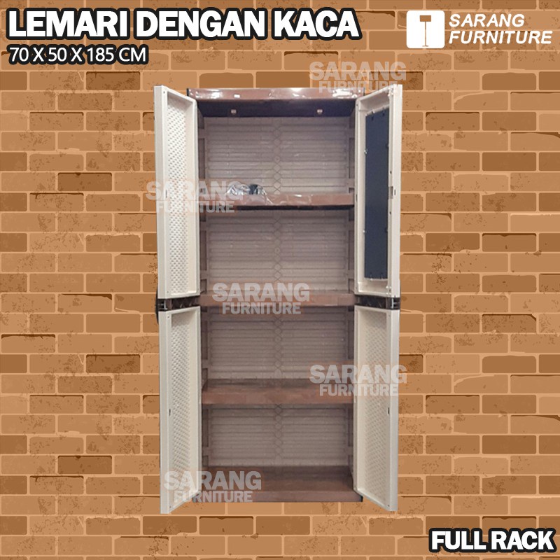 JUMBO! Lemari Pakaian Plastik Lemari 4 Susun My TOP Gantungan Dan Hambalan Dengan Kaca Dengan Kunci