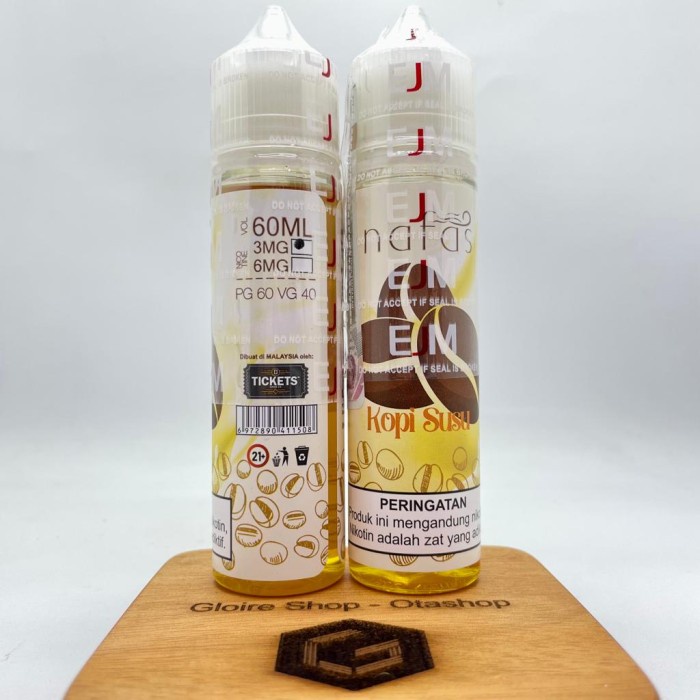 EJM Nafas KOPI SUSU 60ml Freebase by Tickets Brew 3mg 6mg Liquid Coffe